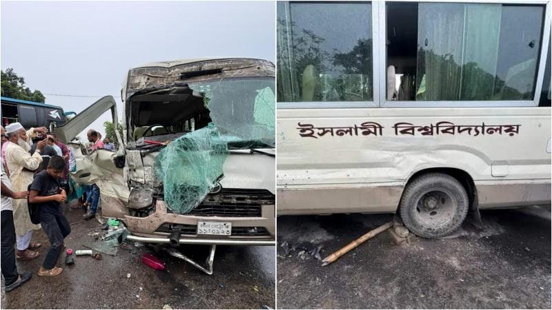 ইবির শিক্ষকবাহী বাসের সাথে লোকাল বাসের মুখোমুখি সংঘর্ষ